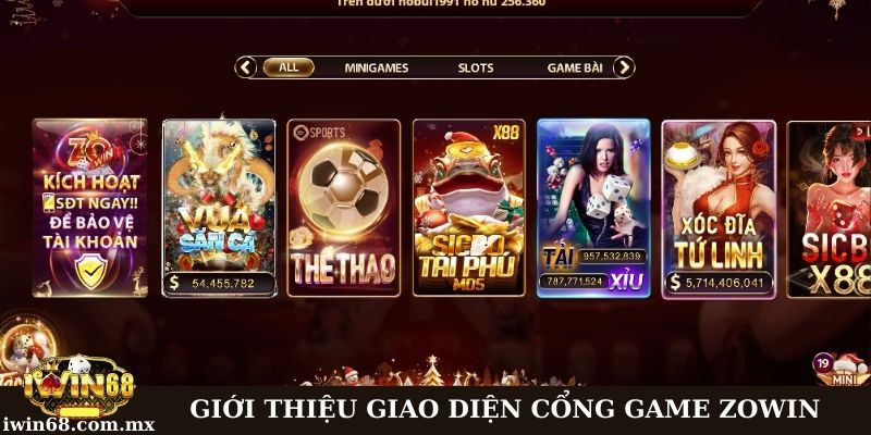 Giới thiệu giao diện cổng game Zowin